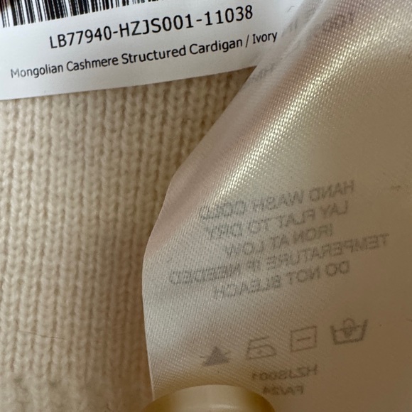 Quince Mongolian Cashmere Structured Cardigan Ivory Size Large - Picture 12 of 12